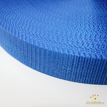Preview: Gurtband Uni in Azur, 30 mm breit, Meterware im Ausschnitt